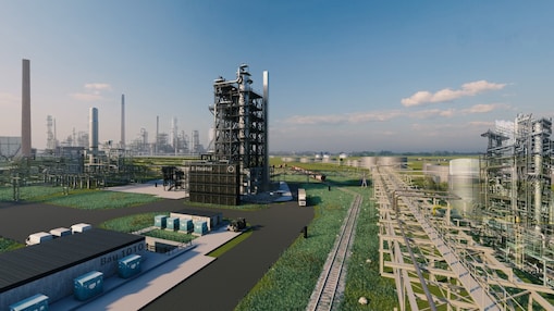 Geplante R3-Baseoil-Anlage mit E-Heater als Grafik im Shell Energy and Chemicals Park Rheinland