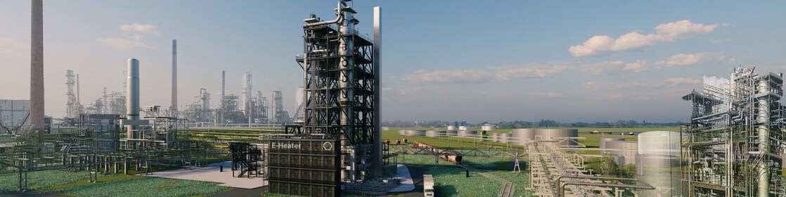 Geplante R3-Baseoil-Anlage mit E-Heater als Grafik im Shell Energy and Chemicals Park Rheinland