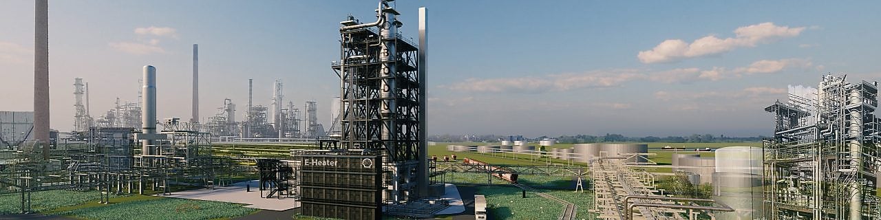 Geplante R3-Baseoil-Anlage mit E-Heater als Grafik im Shell Energy and Chemicals Park Rheinland