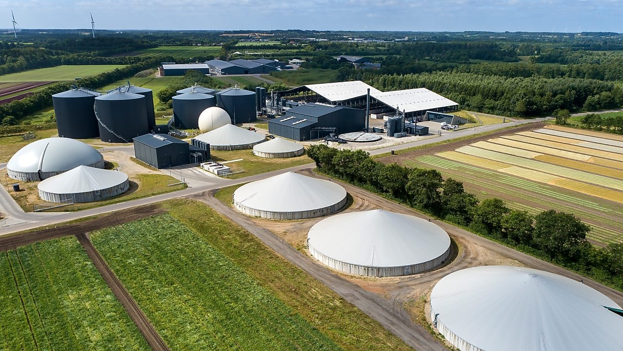 Eine Biomethan-Anlage von oben