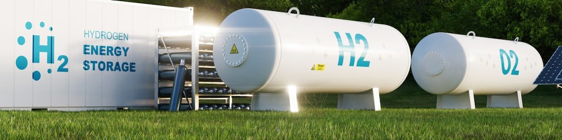 Wasserstoff Tanks stehen im Grünen