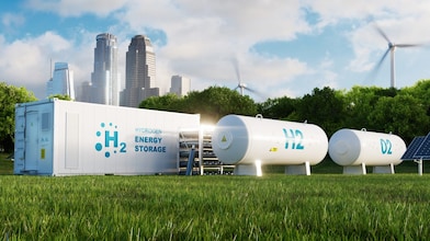 Wasserstoff Tanks stehen im Grünen