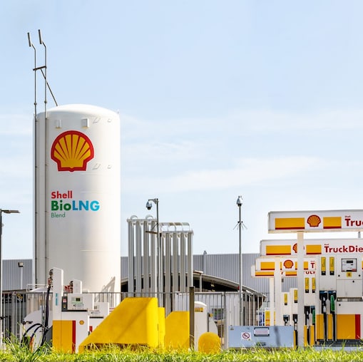Ein Shell Bio LNG Blend Tank an einer Shell Station