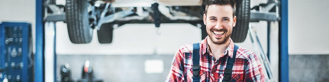 Man smiling at work