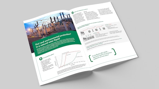 Ein Mock-up der Shell MIDEL en 1204 Produktbroschüre, die auf einer zufälligen Seite geöffnet ist.