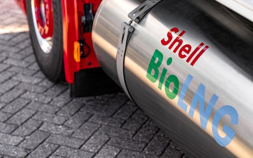 Eine Nahaufnahme von einem Bio-LNG Tank.