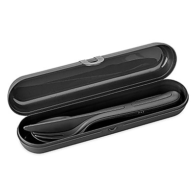 Besteck-Set + Etui «Klick Ready» ash grey