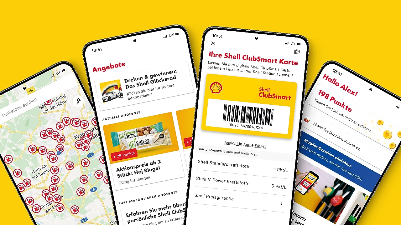 Shell App Ansichten